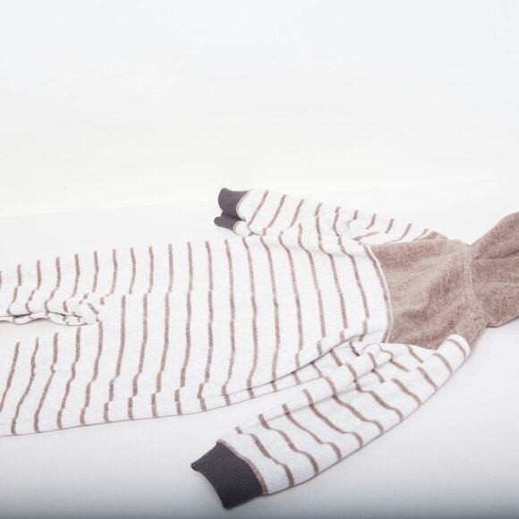 Carter’s Baby Boy 18M Hooded Velour Romper Pajamas – Striped, Snap Crotch - Picture 3 of 5